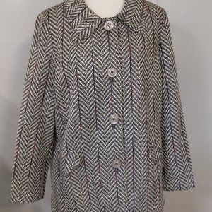 R.Q.T. Herringbone Tweed Button-Front Coat NWT